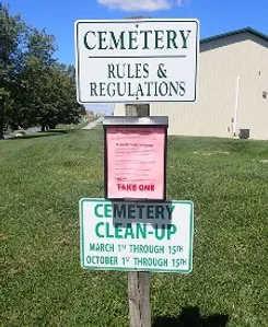 Churchville Cemetery rules sign